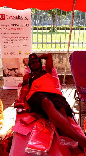 Bebe Cool donating blood today