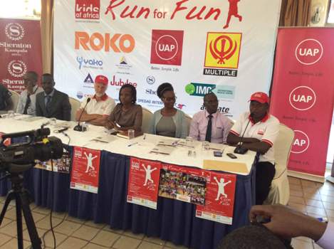 Sponsors and management of Kids of Africa address a press conference at Kampala Sheraton Hotel ahead of the Run For Fun