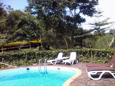 This is the swimming pool of Kigezi Forest Cottages