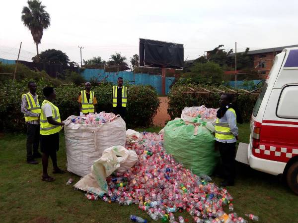 PRI collects plastics at Lugogo Cricket Oval during the FIFA World Cup trophy tour Viewing