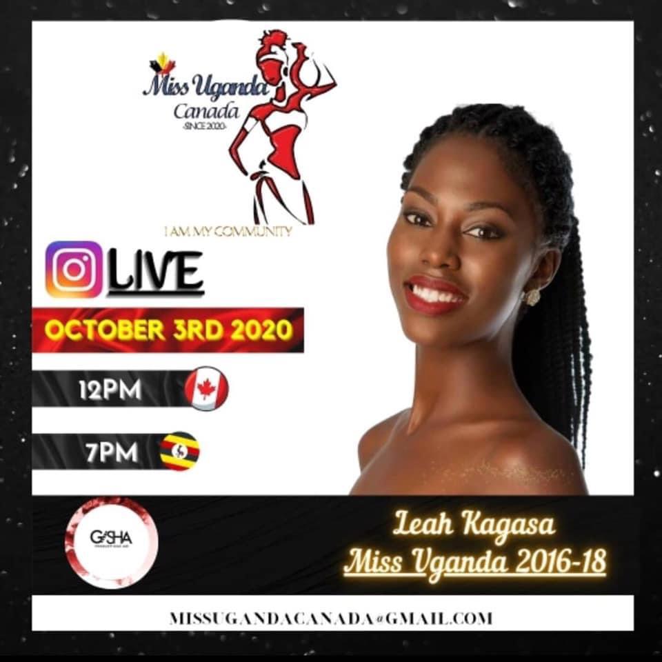 Miss Uganda- Canada organisers Gisha Production Inc to host former Miss Uganda Leah Kagasa in a live interview this evening