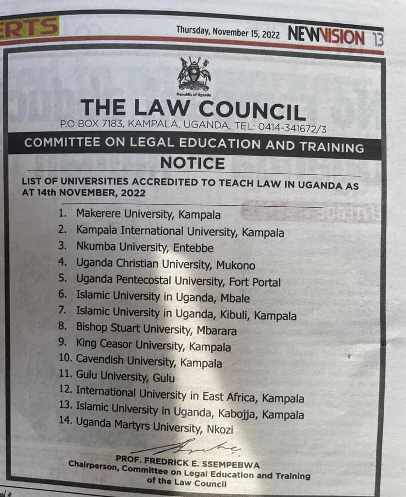 King Ceasor University accredited to teach law