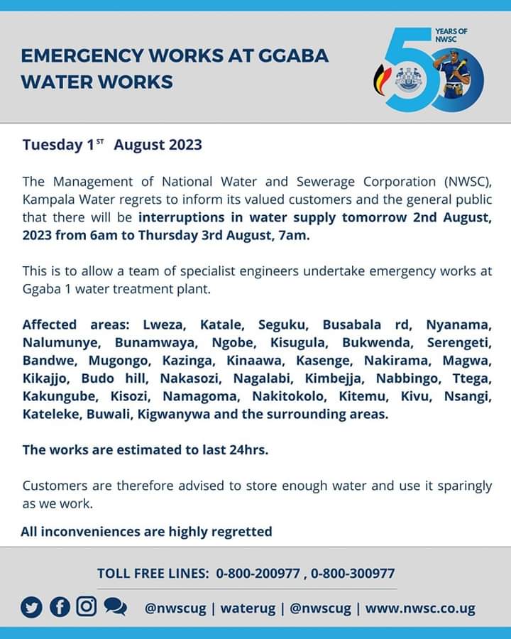 Emergency Works at Ggaba Water Works by NWSC