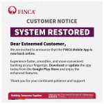 FINCA Uganda Mobile App operations fully restored
