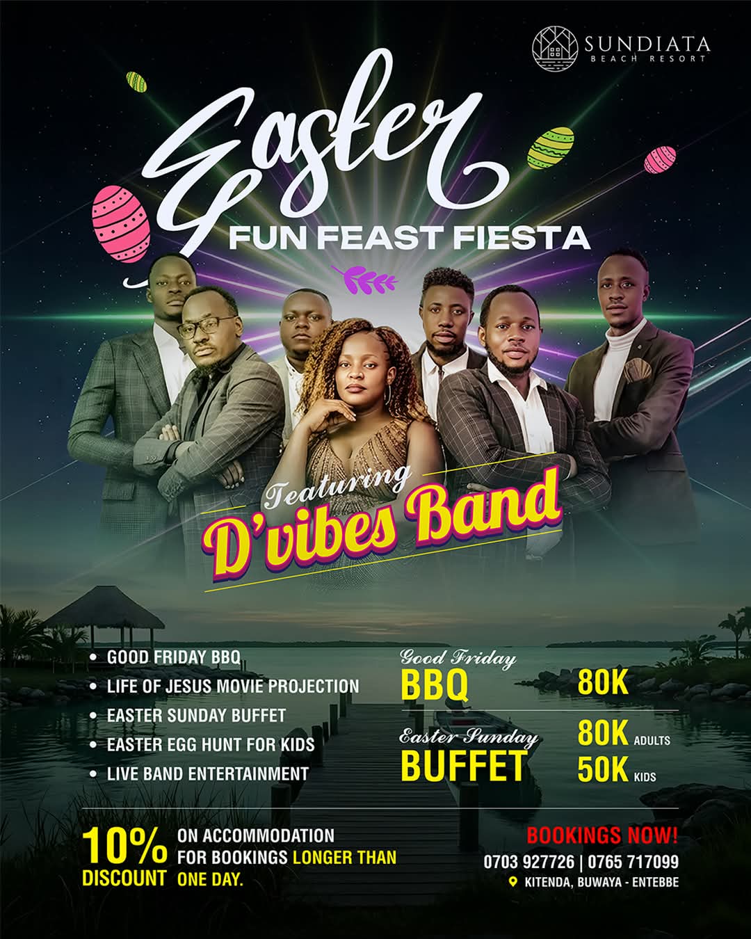  Celebrate a joyful Easter by the lake at Sundiata Beach Resort with a live band